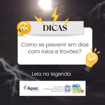 APAC dá dicas de segurança para se proteger de raios e trovões