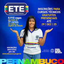 Secretaria de Educação de Pernambuco abre mais de 8,9 mil vagas para cursos técnicos gratuitos